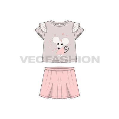 Toddler Girls Fashion Tee And Skirt Set