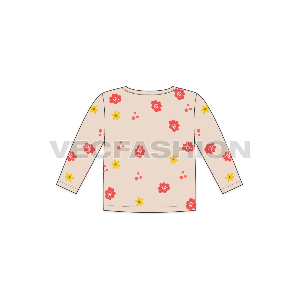 Toddler girls sweatshirt flat sketch, back view