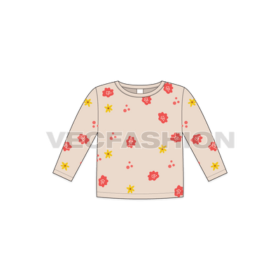 Toddler girls sweatshirt flat sketch, front view