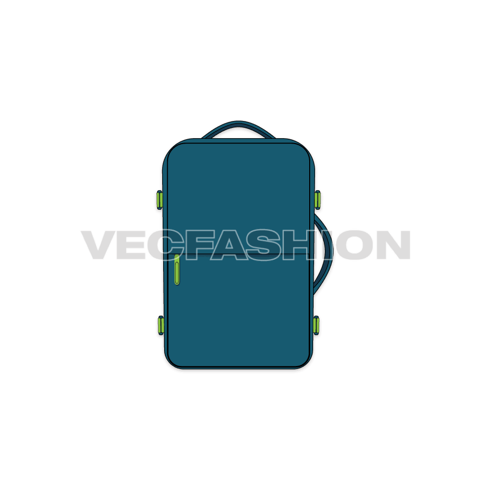 Travel backpack flat sketch, view 1