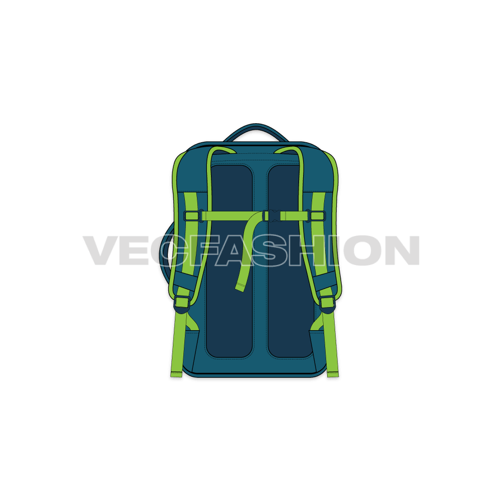 Travel backpack flat sketch, view 2