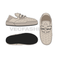 Unisex slipper casual shoes flat sketch, view 1