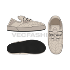 Unisex slipper casual shoes flat sketch, view 1