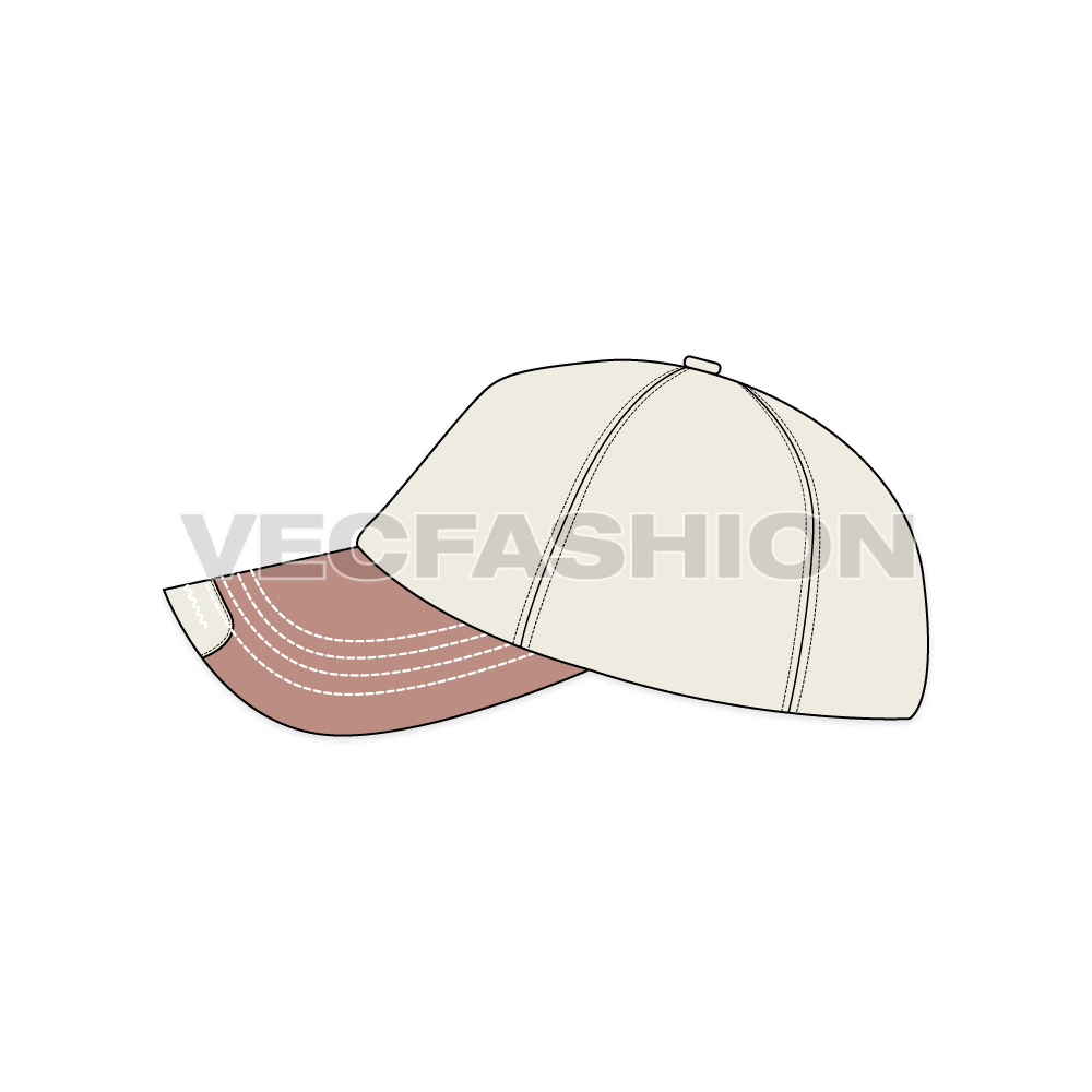 Vintage style hat flat sketch, view 3