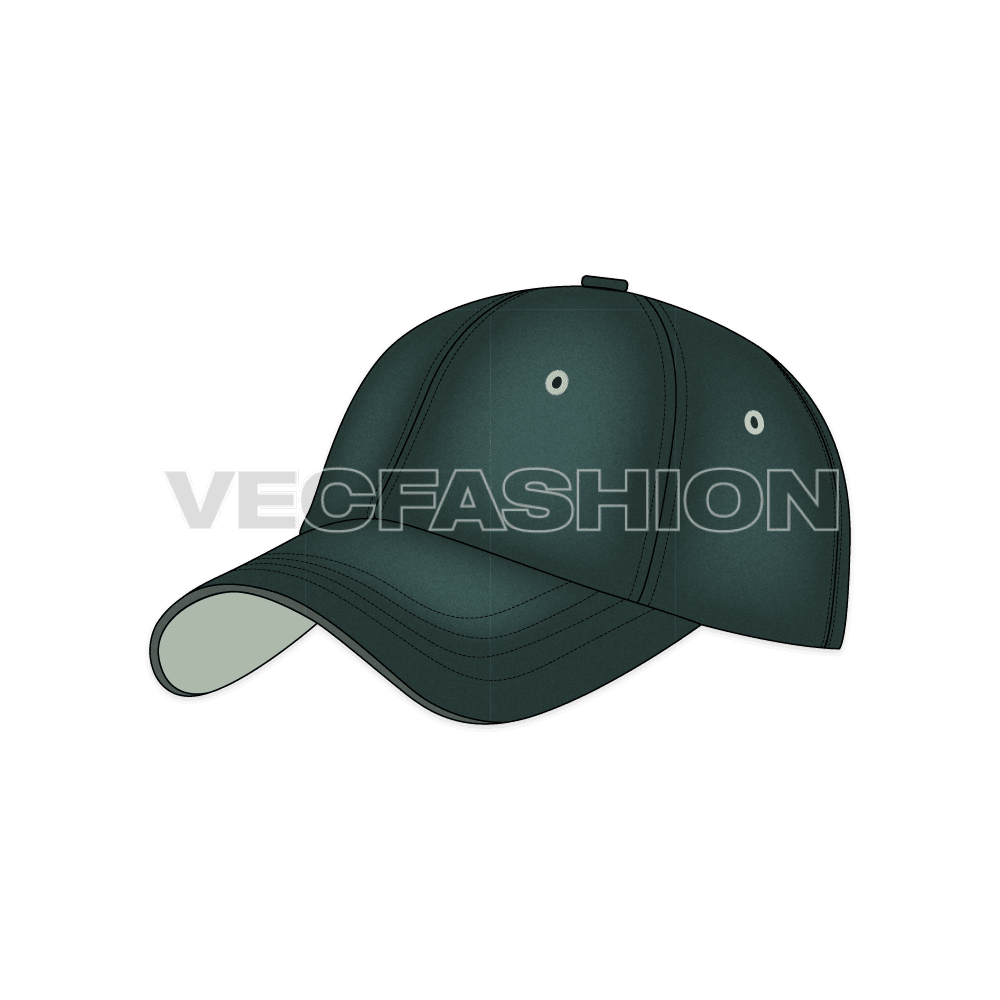 Vintage wash baseball cap flat sketch, view 4