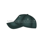 Vintage wash baseball cap flat sketch, view 3