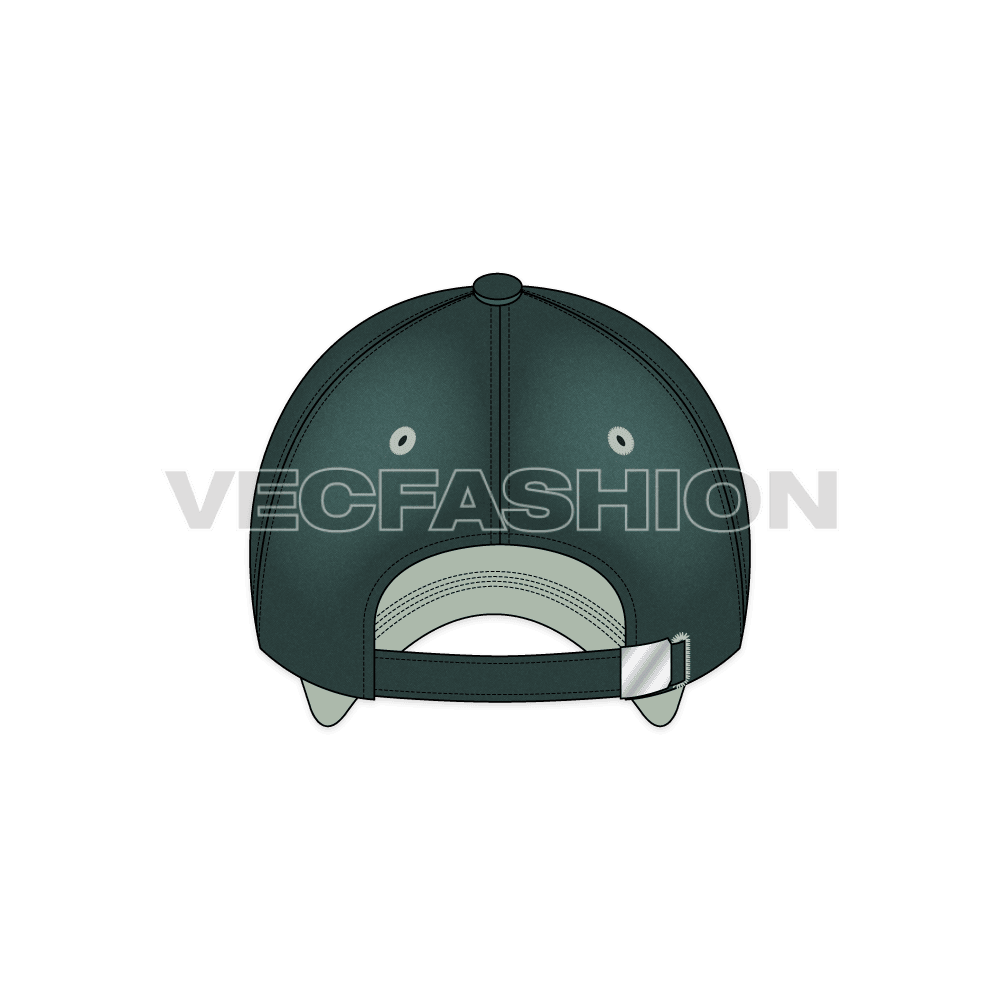 Vintage wash baseball cap flat sketch, view 2