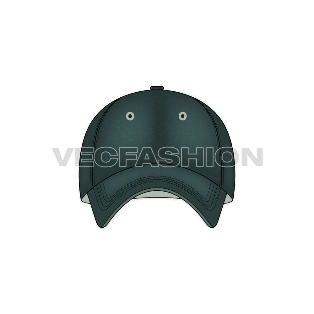 Vintage wash baseball cap flat sketch, view 1