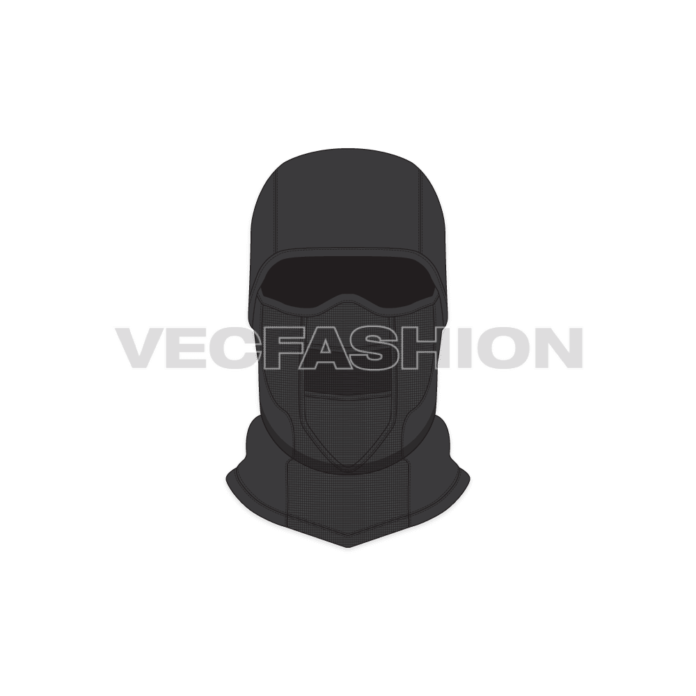A fully editable illustrator cad sketch of Waterproof Ski Mask. Its a great piece with waterproof stitching and fabric. 
