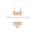 Wicked lined up-lift laced bra flat sketch, front view