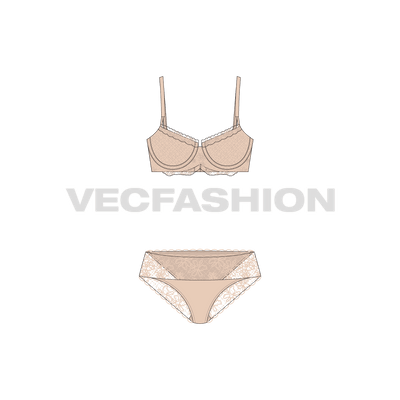 A vector template for Wicked Lined Up-lift Laced Bra