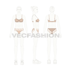 Wicked lined up-lift laced bra flat sketch, croqui sketch