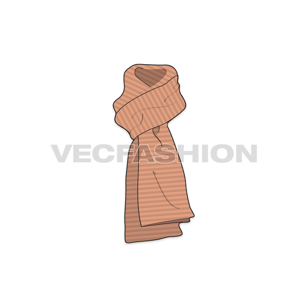 Winter woolen scarves flat sketch
