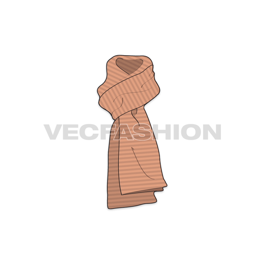 A vector template for Winter Woolen Scarf in vintage colors. There are many ways to wear a scarf, this is called a Fake Knot and achievable from long length scarves. This is more suitable for heavy winters when there is need to cover your neck completely.