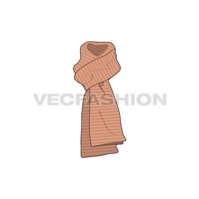 A vector template for Winter Woolen Scarf in vintage colors. There are many ways to wear a scarf, this is called a Fake Knot and achievable from long length scarves. This is more suitable for heavy winters when there is need to cover your neck completely.