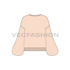 Womens baggy pullover sweater flat sketch, back view