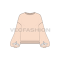 Womens baggy pullover sweater flat sketch, front view