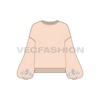 Womens baggy pullover sweater flat sketch, front view