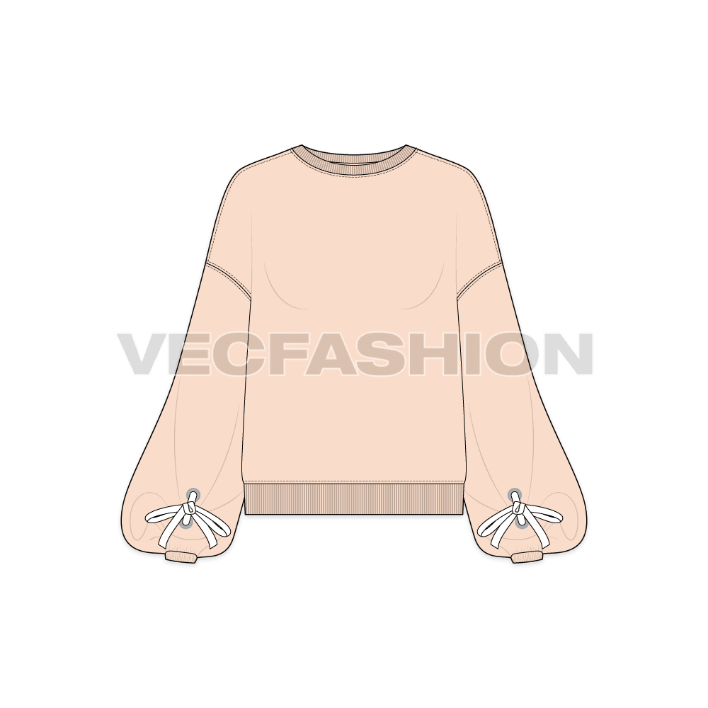 Womens baggy pullover sweater flat sketch, front view