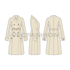 Women trench coat flat vector sketch