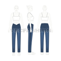 Women Denim Jeans With Undone Look - on body template