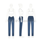 Women Denim Jeans With Undone Look - on body template