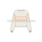 Womens game sweater flat sketch, back view
