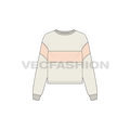 Womens game sweater flat sketch, front view