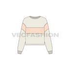 Womens game sweater flat sketch, front view