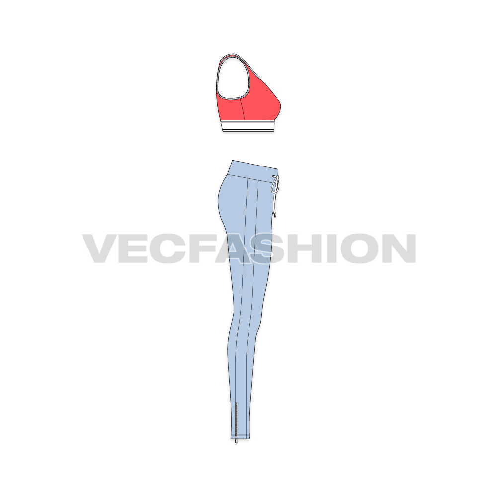 Women gym fitness vector set flat sketch, side view