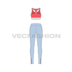 Women gym fitness vector set flat sketch, back view