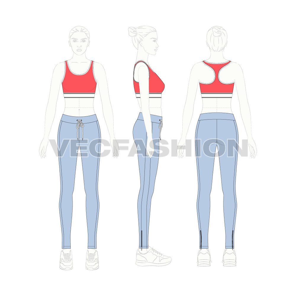 Women gym fitness vector set flat sketch, croqui sketch