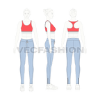 Women gym fitness vector set flat sketch, croqui sketch