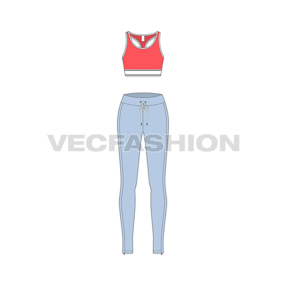 Women gym fitness vector set flat sketch, front view