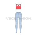 Women gym fitness vector set flat sketch, front view