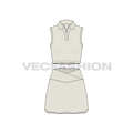 Womens gym skort flat sketch, front view