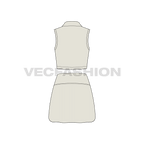 Womens gym skort flat sketch, back view