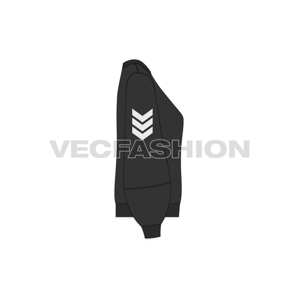 Women lose fit sweatshirt set flat sketch, side view