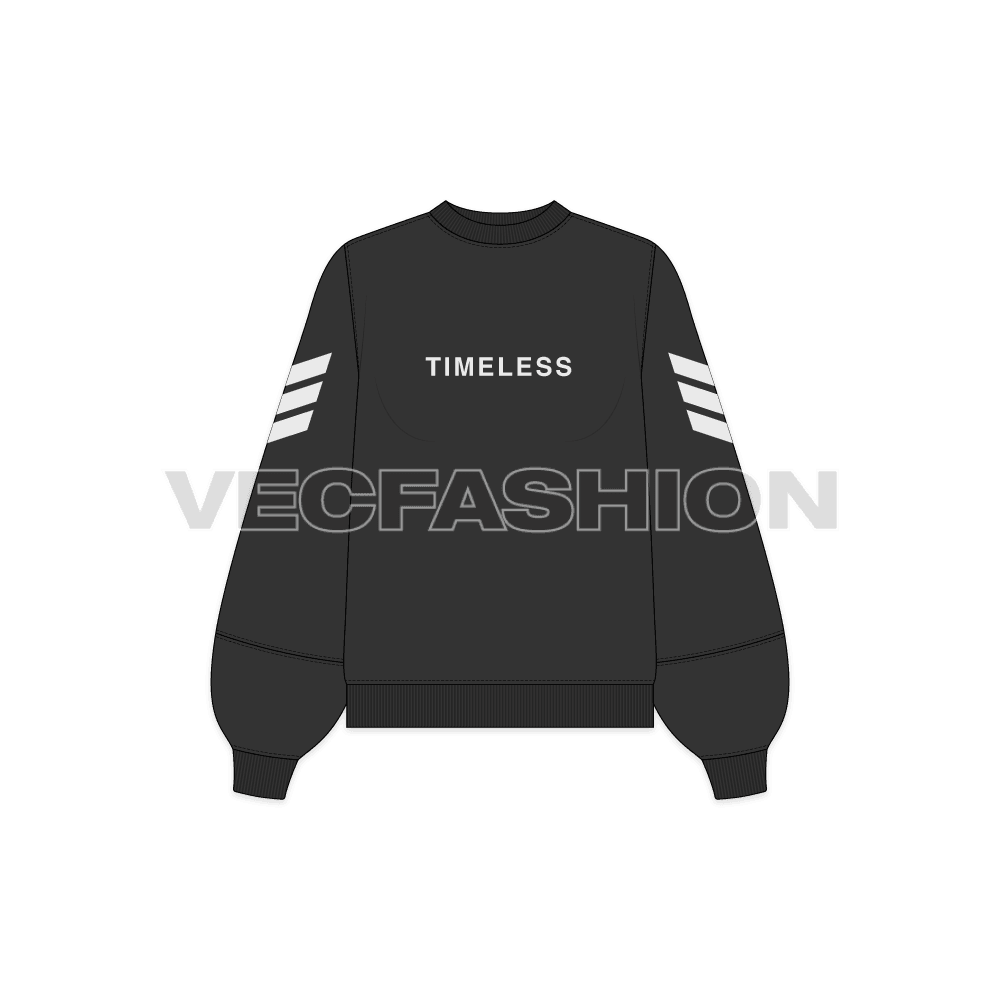 Women lose fit sweatshirt set flat sketch, front view