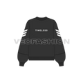 Women lose fit sweatshirt set flat sketch, front view