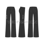 Women lose fit sweatshirt set flat sketch, matching boot-leg denim jeans