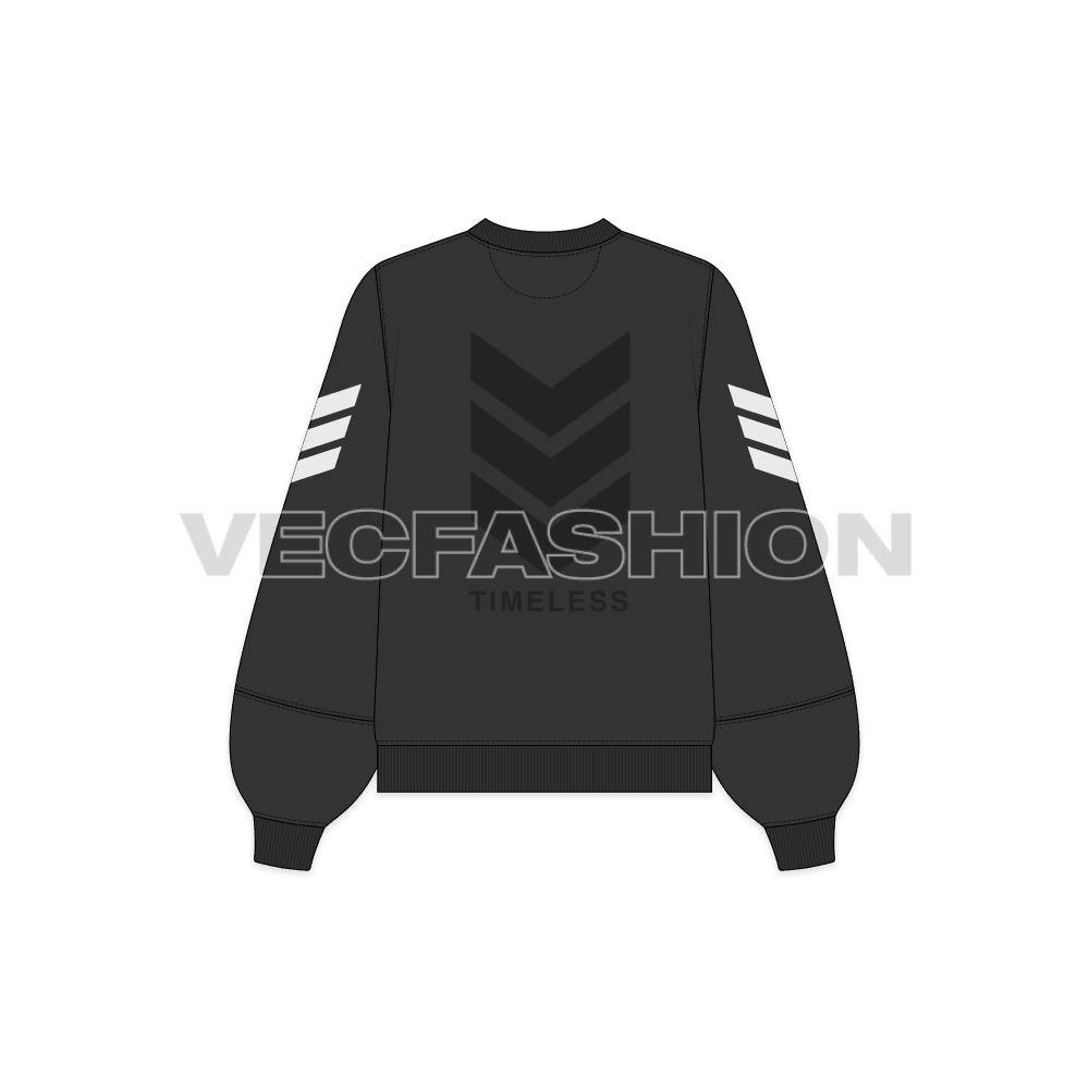 Women lose fit sweatshirt set flat sketch, back view