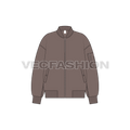 Women Oversized Bomber Jacket flat sketch, front view