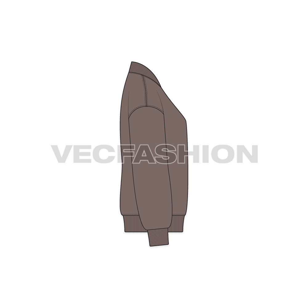 Women Oversized Bomber Jacket flat sketch, side view