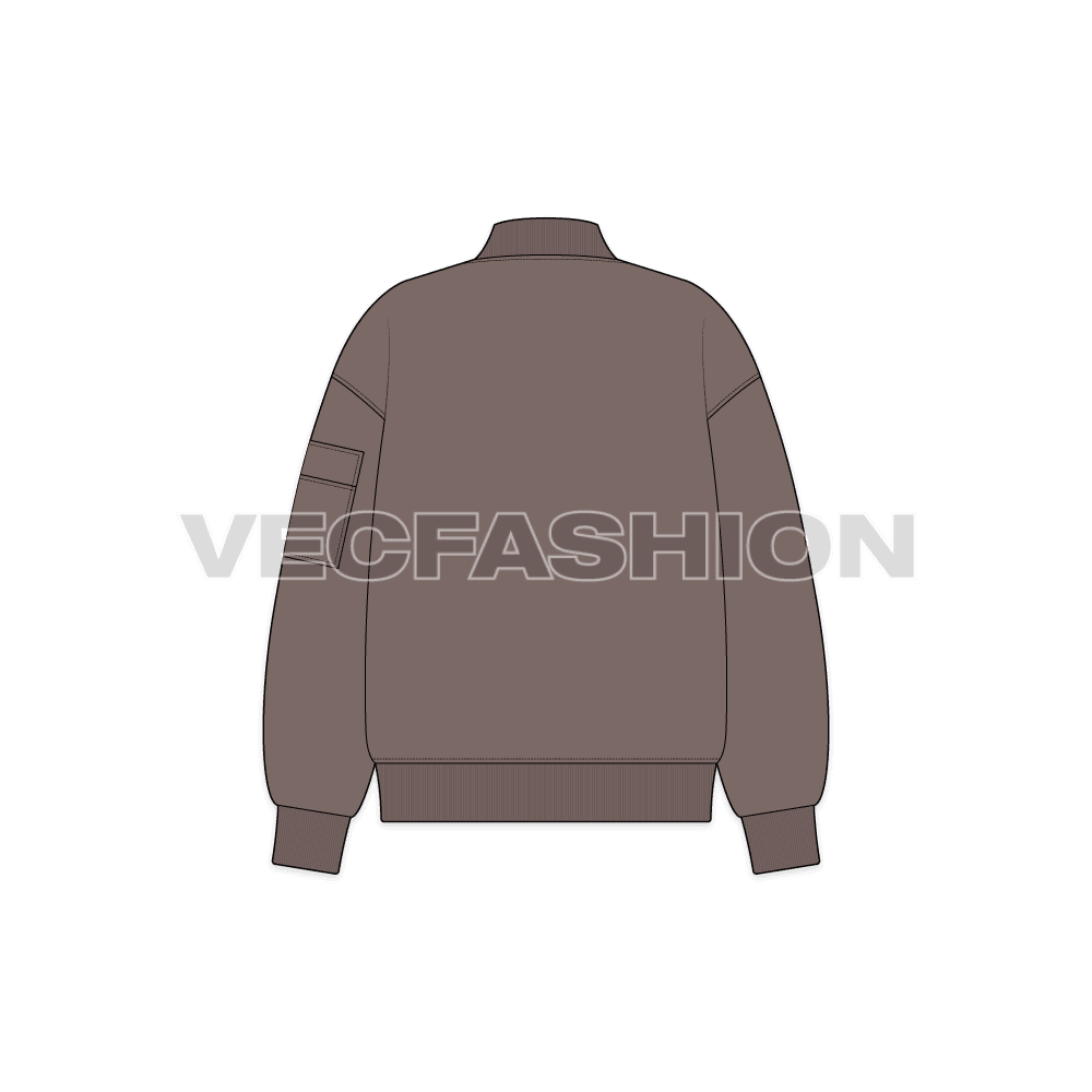 Women Oversized Bomber Jacket flat sketch, back view