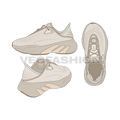 Women retro style sneakers flat sketch, view 1