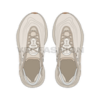 Women retro style sneakers flat sketch, view 3