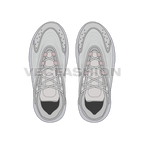 Women running sneakers, light gray flat sketch, view 3