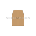 Womens pencil skirt flat sketch, back view