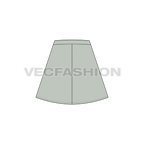 Womens a-line skirt flat vector sketch, back view